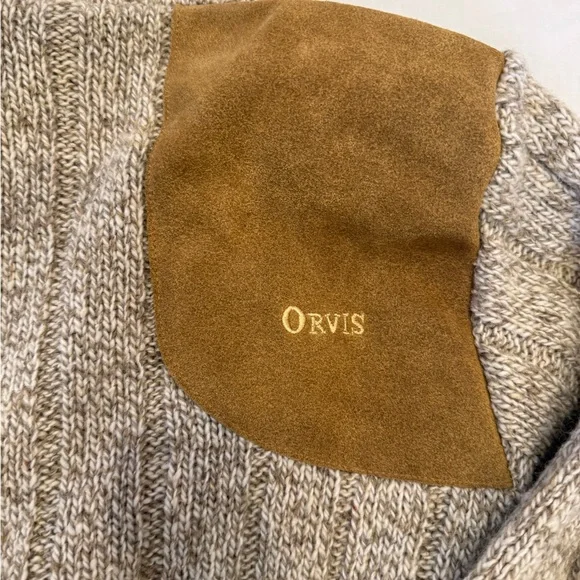 Orvis Men's Sweater with Tan Suede Patches